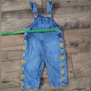 Zara Blue Denim Overalls with Yellow Daisy Trim - Kids